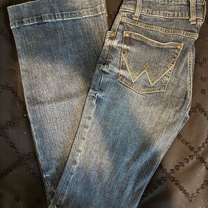 Wrangler Blue Boot Cut Jeans with Vintage Fading